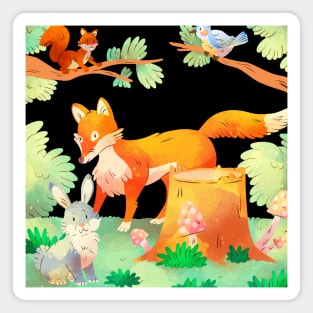 Watercolor Forest animal Magnet